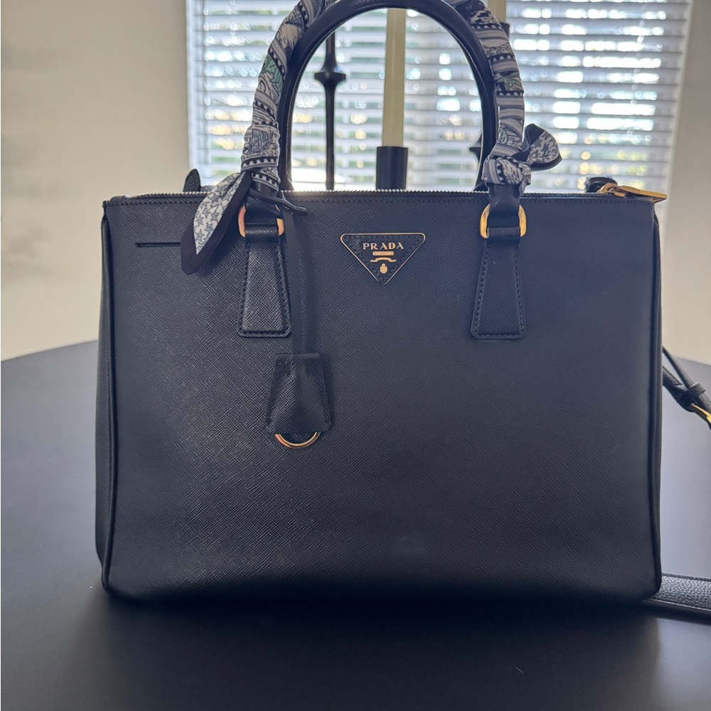 Prada Black Satchel with Scarf Accent